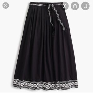 Jcrew NWT black embroidered midi skirt
